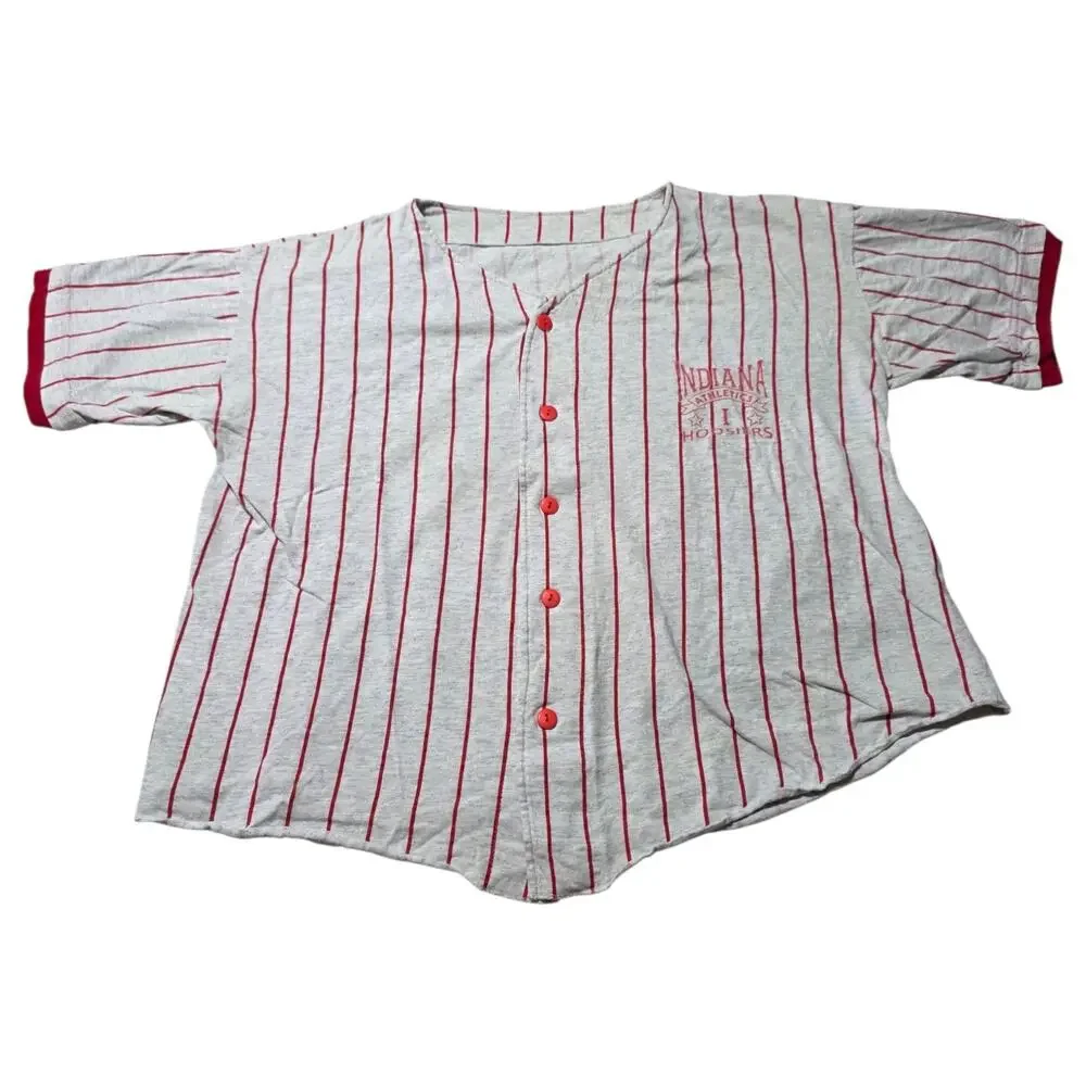 Vintage Indiana Hoosiers Baseball Jersey Shirt Boxy Pinstripe IU NCAA USA